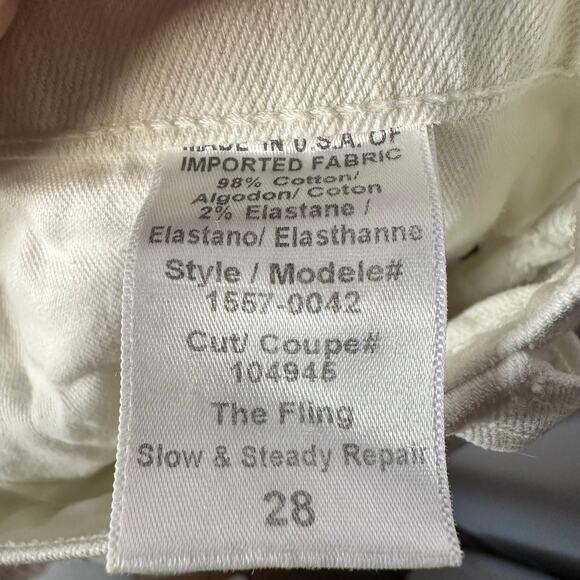 Current/Elliott The Fling White Moto Distressed Slim Boyfriend Patch Jeans 28 - Picture 10 of 10